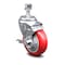 Service Caster 4 Inch Red Polyurethane Wheel Swivel 12mm Threaded Stem Caster with Brake SCC-TS20S414-PPUB-RED-TLB-M1215 - alternate 1